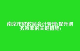 南京市财政局会计管理(提升财务效率的关键措施)